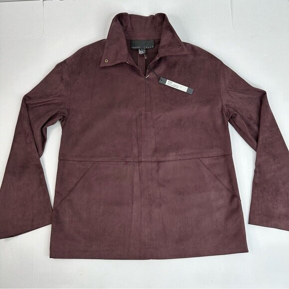 Yansi Fugel Women's NWT Wine Metro Quarter Zip Long Sleeve Microfiber Top S/C41 - Picture 8 of 15